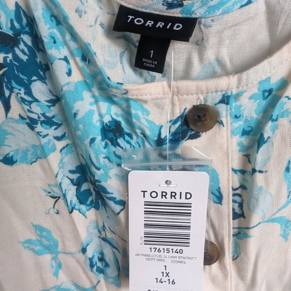 BNWT Torrid Rayon Slub Button-Front Tank Sz 1 - Picture 4 of 4